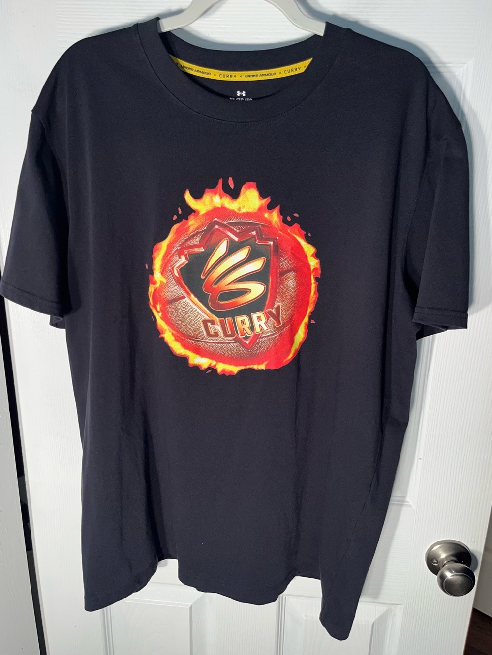 Men’s NBA Jam Steph Curry Under Armour T-Shirt Short Sleeve Basketball Fire XL